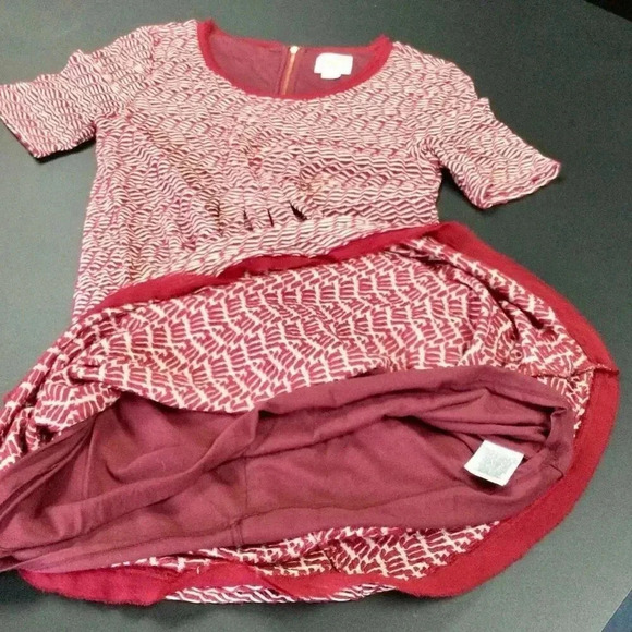 Maeve Anthropologie Women's Red White Puckered Striped Fringe Shift Dress Small - Picture 8 of 12